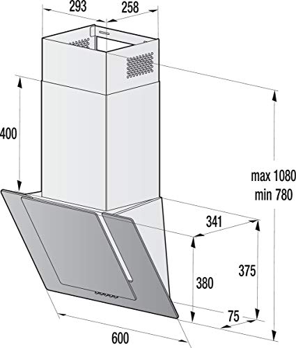 Hisense CH6IN6BXBG - Campana Decorativa 60 cm, Capacidad de Succión de 650 m³/h, Iluminación LED, Filtro de aluminio de Fácil Mantenimiento