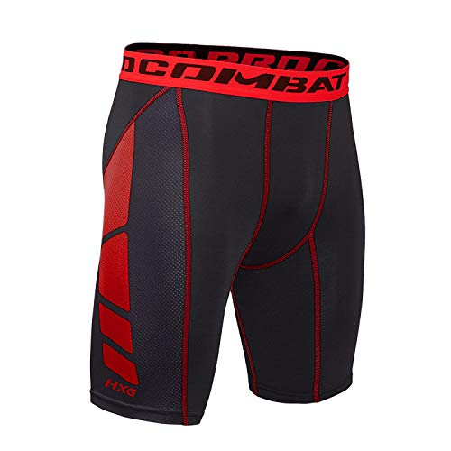 Hivexagon Pantalones Cortos de Compresión de Media Pierna para Deportes, Correr y Entrenamiento de Gimnasio SM008RDXL