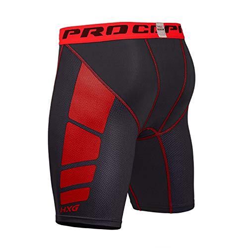 Hivexagon Pantalones Cortos de Compresión de Media Pierna para Deportes, Correr y Entrenamiento de Gimnasio SM008RDXL