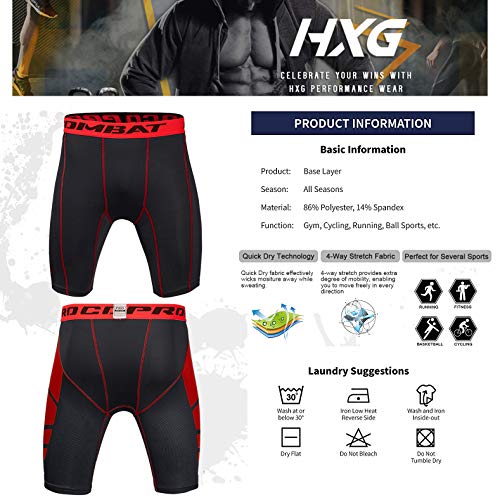 Hivexagon Pantalones Cortos de Compresión de Media Pierna para Deportes, Correr y Entrenamiento de Gimnasio SM008RDXL