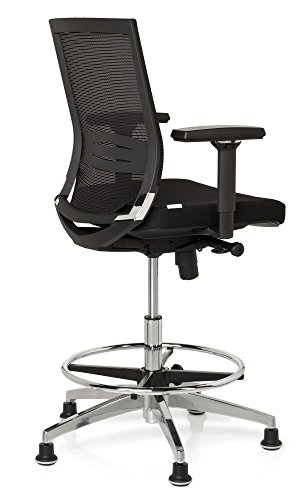 hjh OFFICE 657550 TOP WORK 77 Silla de trabajo, Silla de mostrador acolchado, malla negro