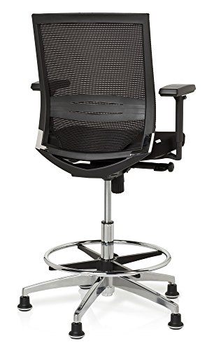 hjh OFFICE 657550 TOP WORK 77 Silla de trabajo, Silla de mostrador acolchado, malla negro