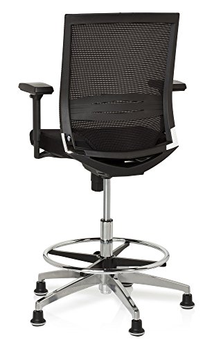 hjh OFFICE 657550 TOP WORK 77 Silla de trabajo, Silla de mostrador acolchado, malla negro