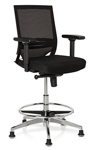 hjh OFFICE 657550 TOP WORK 77 Silla de trabajo, Silla de mostrador acolchado, malla negro