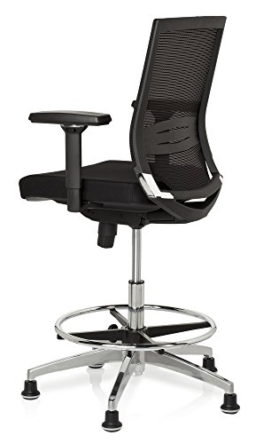 hjh OFFICE 657550 TOP WORK 77 Silla de trabajo, Silla de mostrador acolchado, malla negro