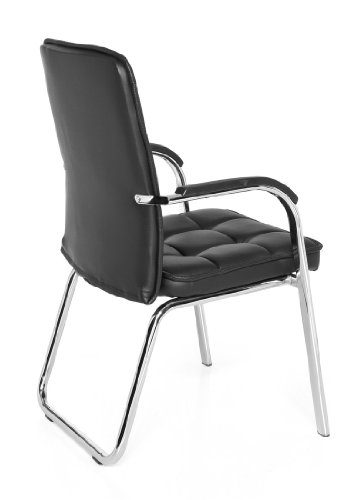 HJH Office 706450 BORNE - Silla de confidente, piel sint?tica, color negro