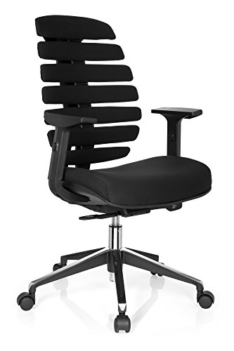 hjh OFFICE 714500 silla de oficina ERGO LINE II tejido negro, respaldo ergonómico, con apoyabrazos ajustables, silla giratoria