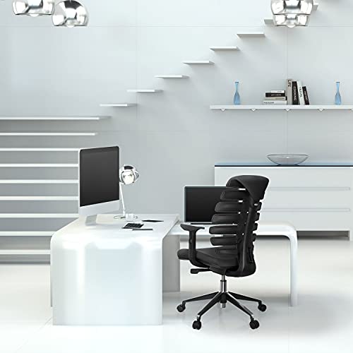 hjh OFFICE 714500 silla de oficina ERGO LINE II tejido negro, respaldo ergonómico, con apoyabrazos ajustables, silla giratoria