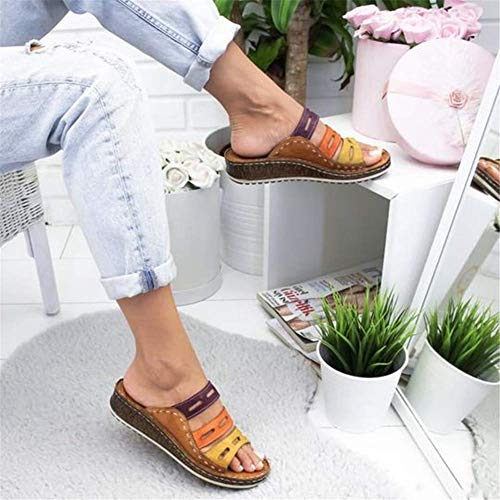 HJJGRASS Sandalias de corrección del Dedo Gordo del pie para Mujeres, Sandalias ortopédicas Bunion Corrector con Soporte para el Arco Puntera enderezar los Zapatos,Marrón,38