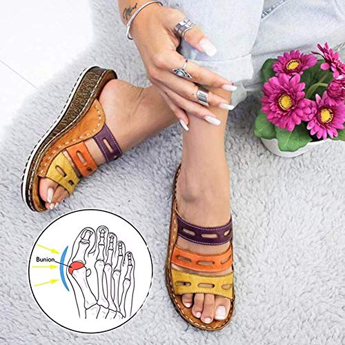 HJJGRASS Sandalias de corrección del Dedo Gordo del pie para Mujeres, Sandalias ortopédicas Bunion Corrector con Soporte para el Arco Puntera enderezar los Zapatos,Marrón,38