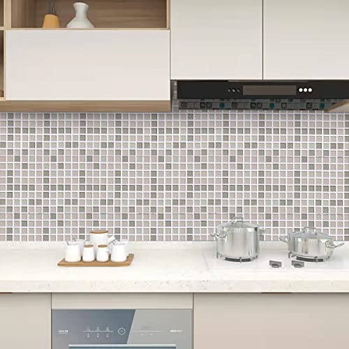 Hode Mosaico Papel Adhesivo para Azulejos Cocina 40X300cm Impermeable Papel Pintado Autoadhesivo Baño Cocina Marrón Claro Vinilo Decorativos