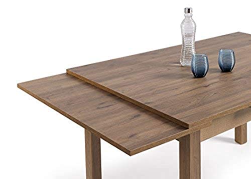 HOGAR24- Mesa Multiusos Comedor Cocina Dimensiones 120 cm x 80 cm Extensible a 190 cm x 80 cm Color Madera Envejecida Nogal