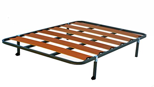 HOGAR24.es-Somier Somieres Lama Ancha con Taco Anti-Ruido + 4 Patas cuadradas con Ruedas Alto 32 cm, Tubo 30 x 30; Medida 90x190