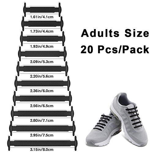 Homar sin corbata Cordones de zapatos para niños y adultos Impermeables cordones de zapatos de atletismo atlética de silicona elástico plano con multicolor de los zapatos del tablero Sneaker boots (Adult Size Black)