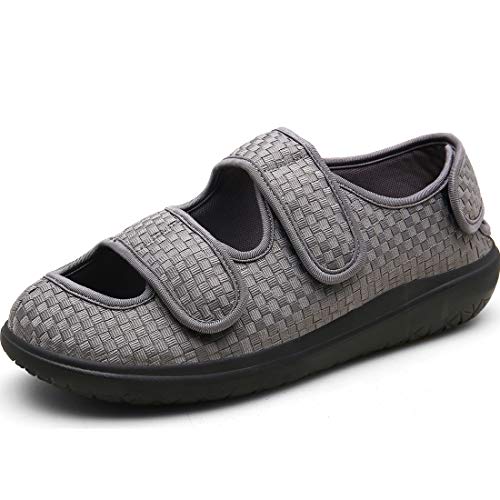 Hombre Sandalias Diabéticas Mujer Zapatillas Zapatos Diabeticos Antibacteriano Sanitized Ajustable Edema Zapatos hinchados Extra Ancha Zapatillas Adulto-Unisex,Gris,42 EU