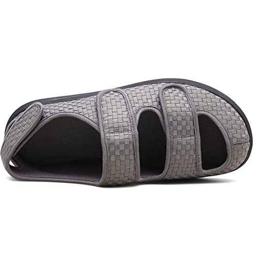 Hombre Sandalias Diabéticas Mujer Zapatillas Zapatos Diabeticos Antibacteriano Sanitized Ajustable Edema Zapatos hinchados Extra Ancha Zapatillas Adulto-Unisex,Gris,42 EU