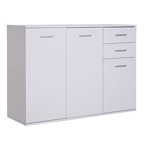 HOMCOM Armario Gabinete Consola Aparador Buffet Mueble Organizador de Almacenaje Multiusos de Comedor Salón con Puertas y Cajones 106x35x76cm