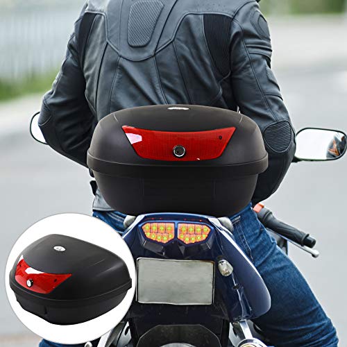 HOMCOM Baúl de Moto Maletero de Scooter para 1 Casco Integral y 1 Medio Capacidad de 48 L Cerradura con Dos Llaves Accesorios 59x43x33 cm Negro