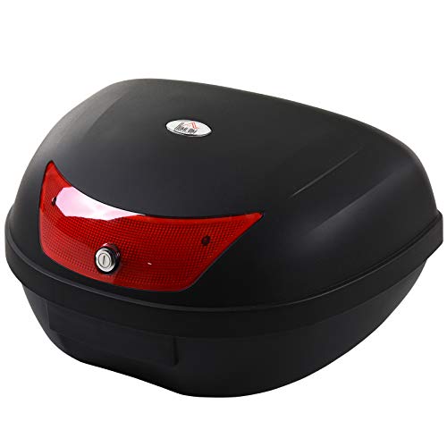 HOMCOM Baúl de Moto Maletero de Scooter para 1 Casco Integral y 1 Medio Capacidad de 48 L Cerradura con Dos Llaves Accesorios 59x43x33 cm Negro