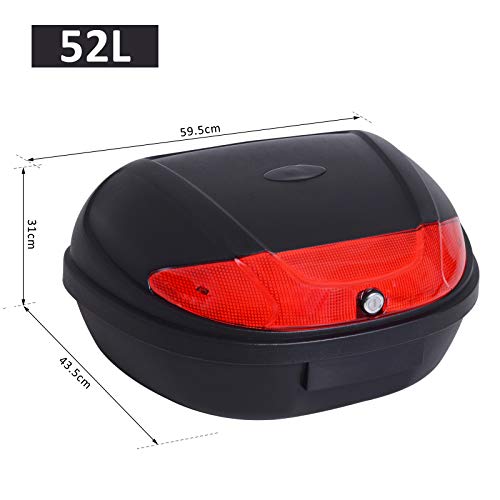 HOMCOM Baúl de Moto Universal 52L con Llaves y Accesorios Topcase Casco Moto Caja de Motocicleta Ciclomotores Scooter