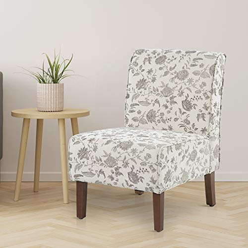 HOMCOM Butaca Sillón de Comedor Salón sin Brazos Silla Individual con Asiento Acolchado y Patas de Madera 57x76x83,5 cm Estampado Floral