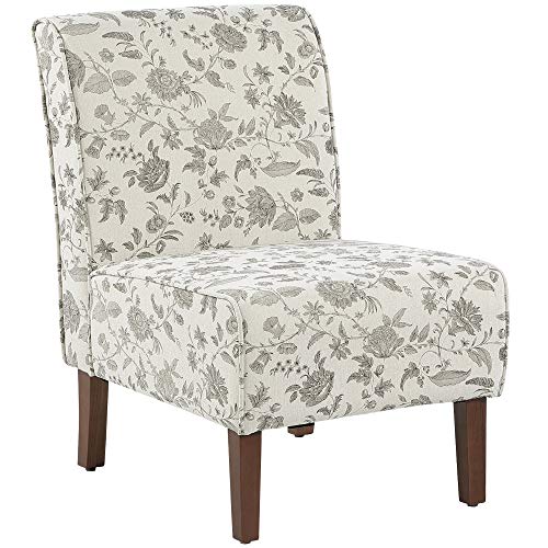 HOMCOM Butaca Sillón de Comedor Salón sin Brazos Silla Individual con Asiento Acolchado y Patas de Madera 57x76x83,5 cm Estampado Floral