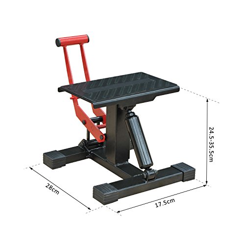 HOMCOM Caballete Elevador Universal Ajustable para Moto Tipo Soporte de Motocross para Aparcar o Reparar Amortiguamiento Carga 150kg Acero