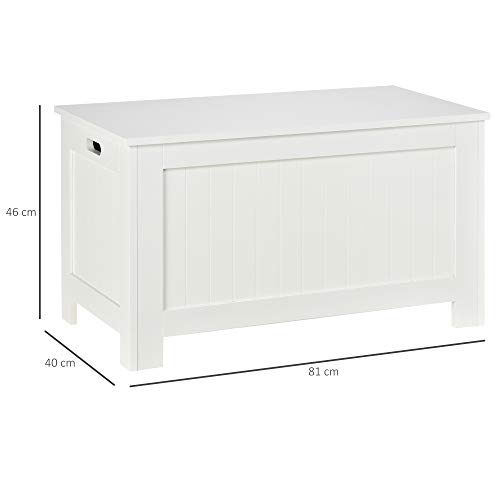 HOMCOM Casillero de Madera para Almacenamiento de Ropa Juguetes Banco para Almacenaje para Salón Habitación y Baño Carga de 20kg Blanco 81x40x46cm