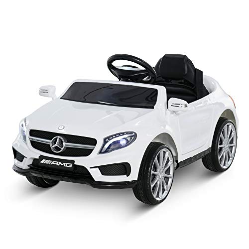 HOMCOM Coche Eléctrico para Niño 3+ Años Automóviles Infantiles Mercedes Benz GLA con Mando a Distancia MP3 USB Luces y Sonidos Apertura de Puerta Carga 30kg 100x58x46cm