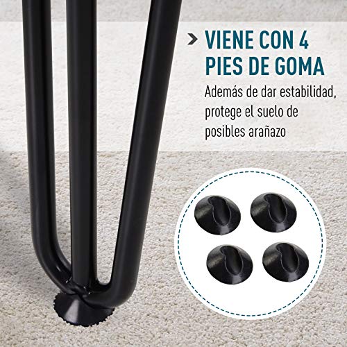 HOMCOM Conjunto de 4 Patas para Mesa de Estilo Industrial y Diseño Horquilla con Protectores Anti-arañazos de Goma 12x12x71cm Tornillos de Montaje Incluidos Negro