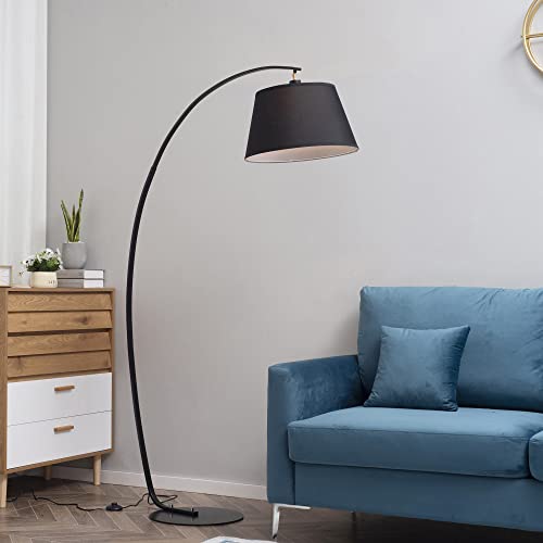 HOMCOM Lámpara de Pie en Forma Arco Moderna con Pantalla Colgante de Tela Portalámpara E27 Máx. 40 W para Salón Dormitorio Estudio 100x43x177 cm Negro