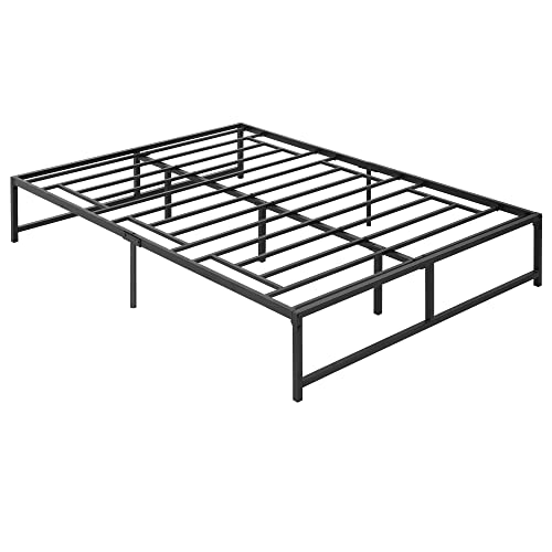 HOMCOM Marco de Cama Doble de Metal para Colchón 135x190 cm con Patas de 35 cm Estructura de Cama Matrimonio con Espacio Bajo de Almacenamiento 141,5x195x35 cm Negro