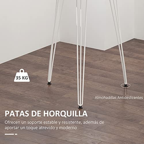 HOMCOM Mesa de Comedor Redonda con Patas de Horquilla Metálicas Estilo Moderno Nórdico para Cocina Salón Cafetería Bar Ø70x75 cm Blanco