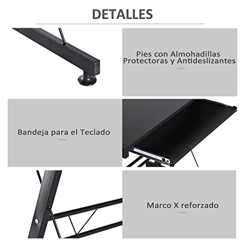 HOMCOM Mesa de Ordenador PC Escritorio para Oficina Hogar 2 Tipos Mesa Esquinera Forma L Escritorio Recta Marco Acero