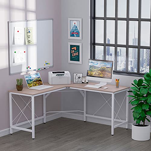 HOMCOM Mesa de Ordenador PC Escritorio para Oficina Hogar Tipo Mesa Esquinera Forma L Marco Acero 150x150x76cm