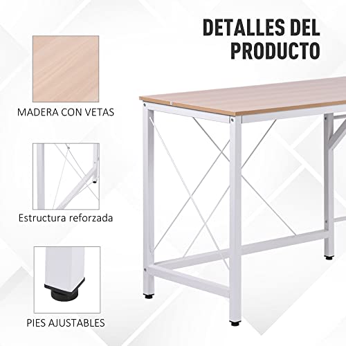 HOMCOM Mesa de Ordenador PC Escritorio para Oficina Hogar Tipo Mesa Esquinera Forma L Marco Acero 150x150x76cm