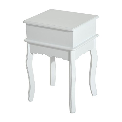 HOMCOM Mesita de Noche con 1 Cajón Mesa Auxiliar de Madera para Dormitorio Salón Estilo Moderno 40x35x60 cm Blanco