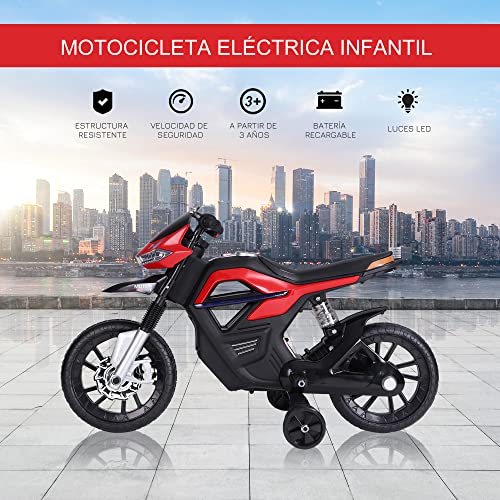 HOMCOM Moto Eléctrica para Niños 3+ años Moto de Juguete Infantil Batería 6V con Luces y Música 105x52.3x62.3cm