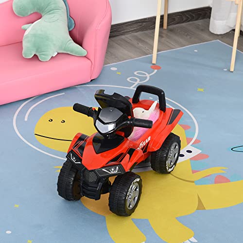 HOMCOM Quad Correpasillos para Niños Mayores de 18-36 Meses Coche Cuatrimoto con Funciones de Luces Bocina y Espacio Secreto de Almacenaje 60x31x42 cm Rojo