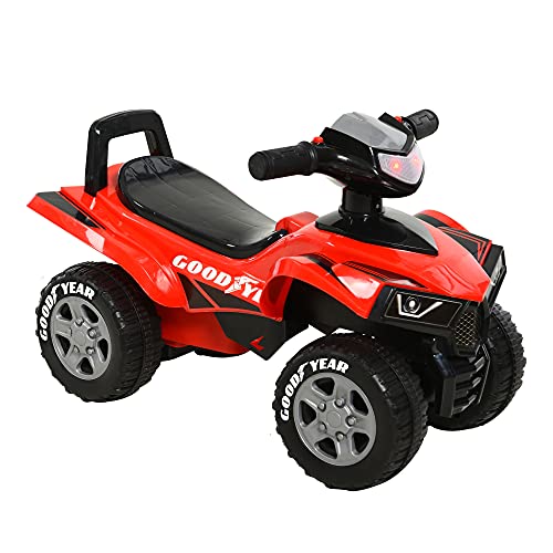 HOMCOM Quad Correpasillos para Niños Mayores de 18-36 Meses Coche Cuatrimoto con Funciones de Luces Bocina y Espacio Secreto de Almacenaje 60x31x42 cm Rojo