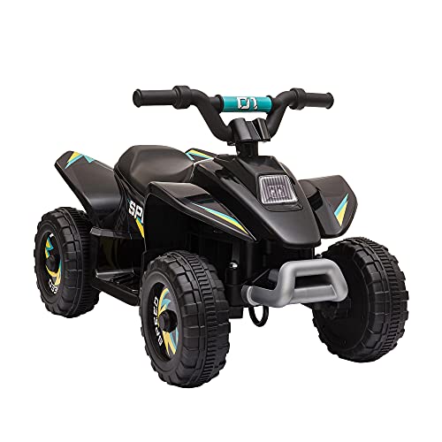 HOMCOM Quad Eléctrico para Niños de +3 Años Vehículo Eléctrico Cuatrimoto a Batería 6V con Avance y Retroceso Carga Máx. 30 kg 72x40x45,5 cm Negro