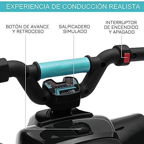 HOMCOM Quad Eléctrico para Niños de +3 Años Vehículo Eléctrico Cuatrimoto a Batería 6V con Avance y Retroceso Carga Máx. 30 kg 72x40x45,5 cm Negro