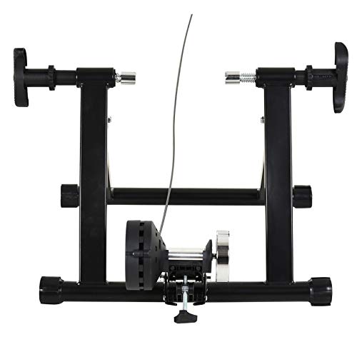 HOMCOM Rodillo de Bicicleta Entrenamiento Plegable con Resistencia Magnética Ajustable de 8 Niveles para Ruedas de 650C/700C o 26-28 Pulgadas para Interior 68x62,5x49 cm Negro