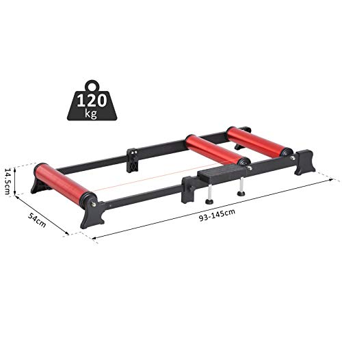 HOMCOM Rodillo de Ciclismo Ajustable Rodillo de Entrenamiento para Bicicleta Universal Interior 93-145x54x14.5cm Aleación de Aluminio