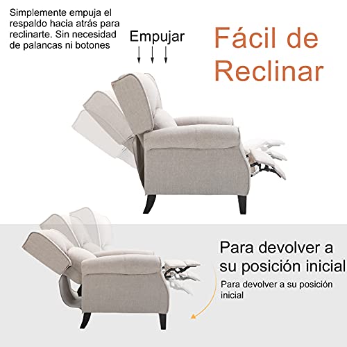 HOMCOM Sillón Relax con Reclinación Manual hasta 160° con Reposapiés Retráctil Esponja de Densidad Tapizado en Arpillera 77x88x102cm