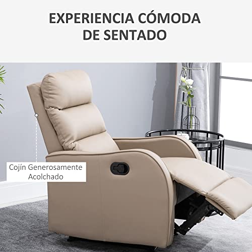 HOMCOM Sillón Relax con Reclinación Manual hasta 160°con Reposapiés Retráctil Esponja de Densidad Tapizado en PU 65x89x100cm