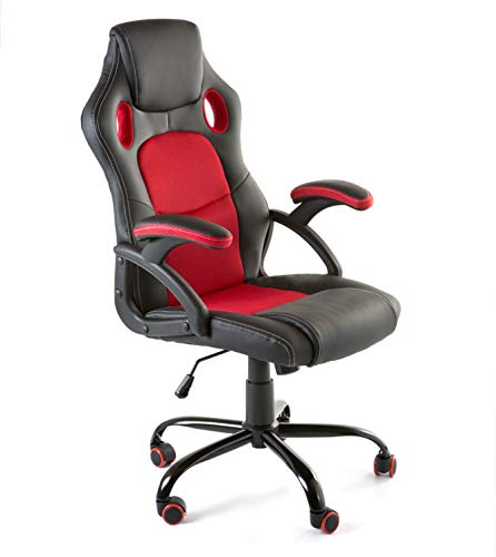 Home Heavenly®- Silla X-Gamer, de Oficina, sillón Gaming ergonómico, diseño de Oficina y despacho, Escritorio, con Ruedas (Rojo)