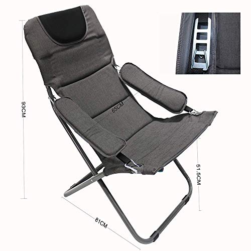 Homecall - Silla de camping plegable acolchada con respaldo ajustable (gris)