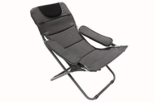 Homecall - Silla de camping plegable acolchada con respaldo ajustable (gris)