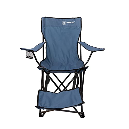 Homecall - Silla de camping plegable con respaldo ajustable y reposapiés (azul)